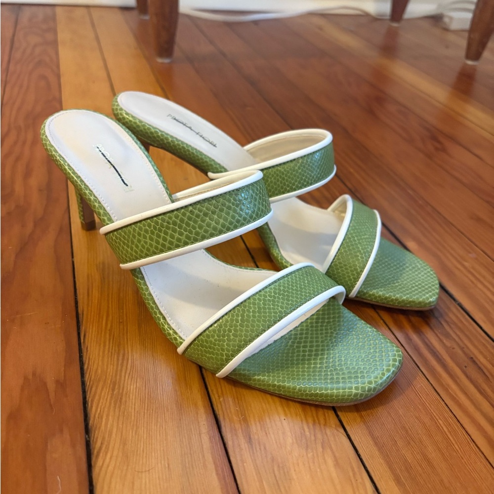 Green and White Elegant Heels